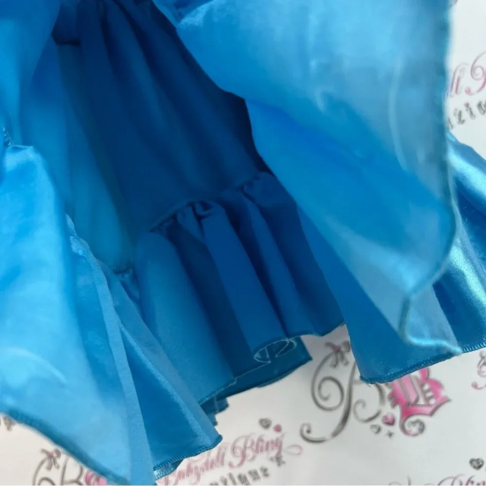 Disney Alice in wonderland costume dress teacups Blue and White Kids Costume - Picture 11 of 13
